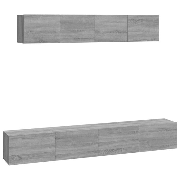 vidaXL Set de muebles para TV 4 pzas madera contrachapada gris Sonoma