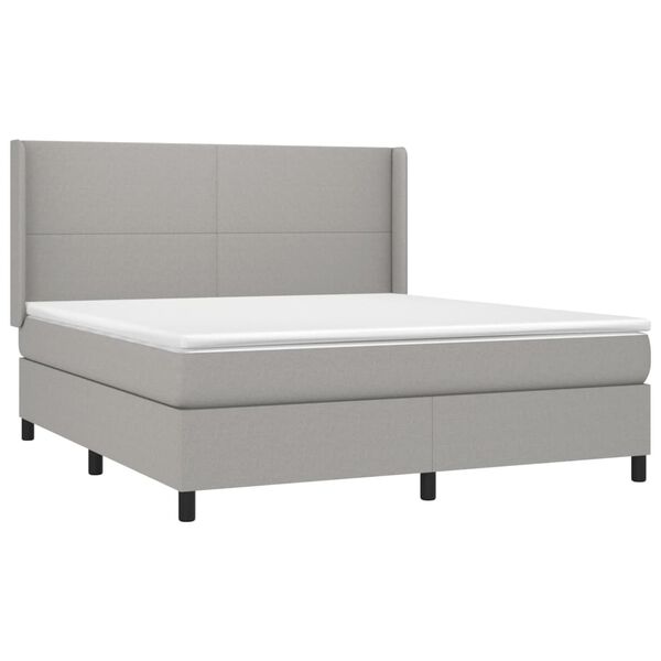 vidaXL Cama box spring con colch&oacute;n tela gris claro 180x200 cm