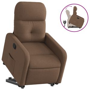 vidaXL Sill&oacute;n reclinable elevable de tela marr&oacute;n