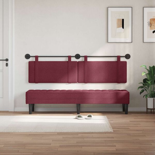 vidaXL Cabecera Colgante Liso Rojo vino 190 x 55 x 5 cm tela