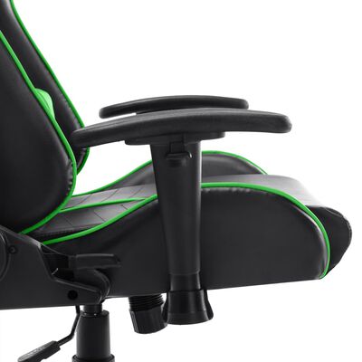 vidaXL Silla de gaming de cuero sintético negro y verde