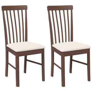 vidaXL Sillas de comedor con cojines 2 uds madera maciza marr&oacute;n caucho