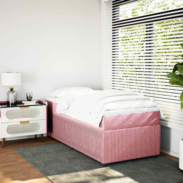 vidaXL Cama box spring con colch&oacute;n terciopelo rosa 100x200 cm
