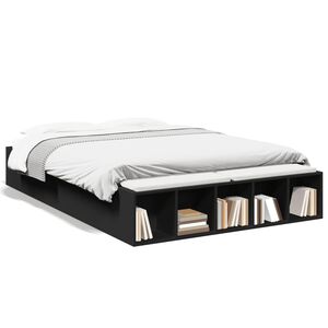 vidaXL Estructura de cama madera de ingenier&iacute;a negra 120x190 cm