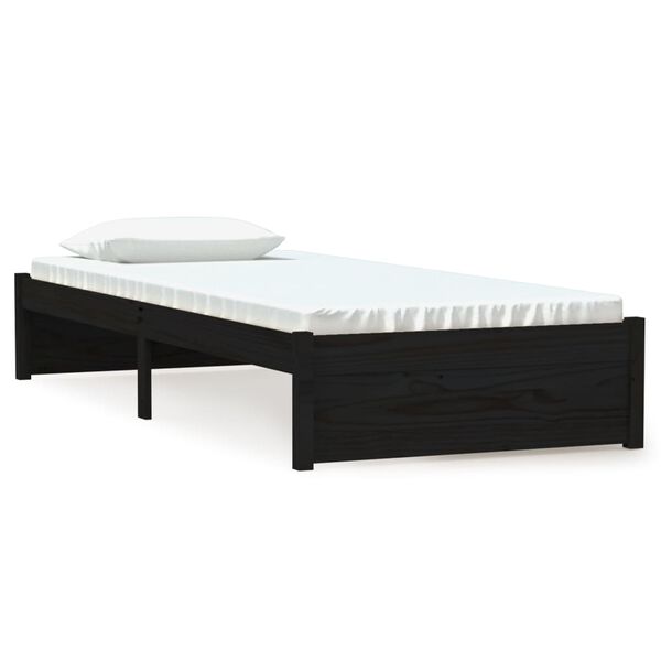 vidaXL Estructura de cama sin colchón madera maciza negro 75x190 cm