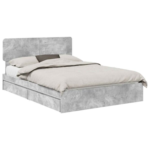 vidaXL Cama con almacenamiento con cabecera Gris Concreto 150 x 200 cm