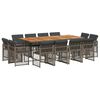 vidaXL Set comedor de jard&iacute;n con cojines 13 pzas rat&aacute;n sint&eacute;tico gris
