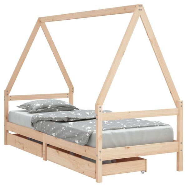 vidaXL Estructura de cama infantil con cajones madera pino 90x190 cm