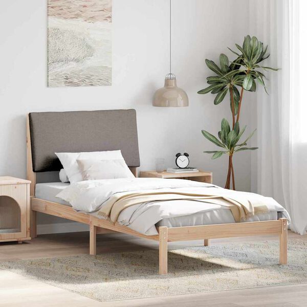 vidaXL Estructura de cama con cabecera Marr&oacute;n y taupe 90 x 200 cm