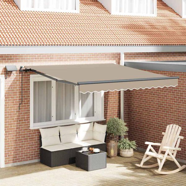 vidaXL Toldo Retráctil con tira de luces LED Beige 300 x 250 cm tela