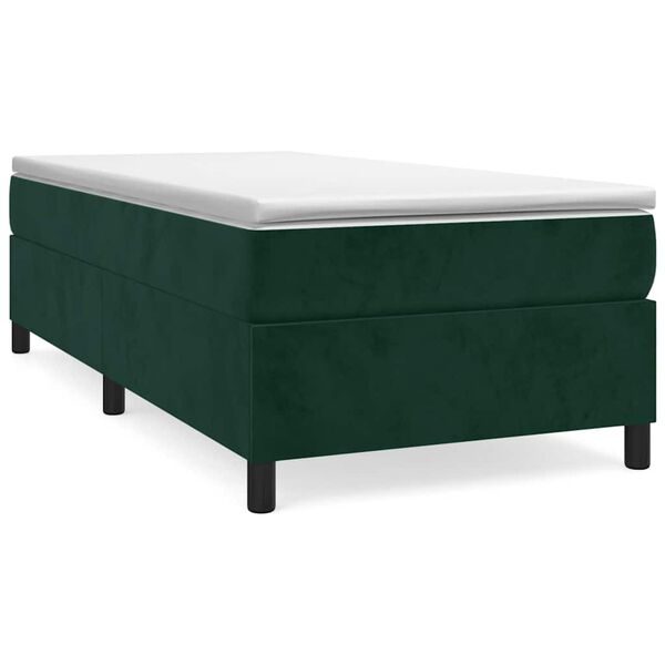 vidaXL Cama box spring con colch&oacute;n terciopelo verde oscuro 80x200 cm