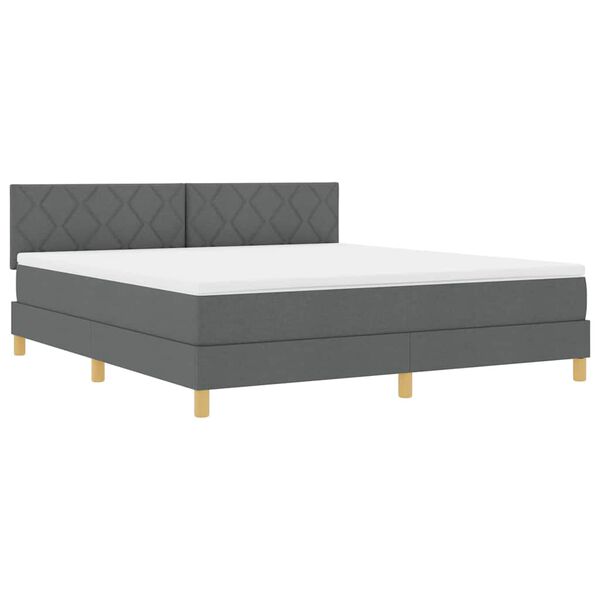 vidaXL Cama tipo Box Spring con colchón Gris oscuro 180 x 200 cm tela