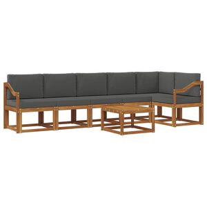 vidaXL Conjunto de sof&aacute;s de exterior 7 pcs Natural y Antracita