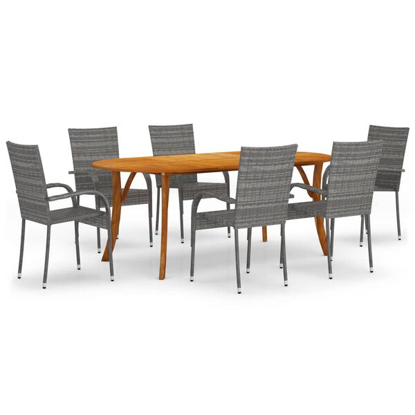 vidaXL Juego de comedor para jard&iacute;n de 7 piezas gris