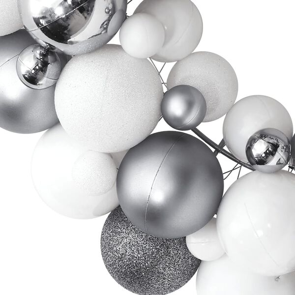 vidaXL Corona de Navidad poliestireno blanca y gris 45 cm