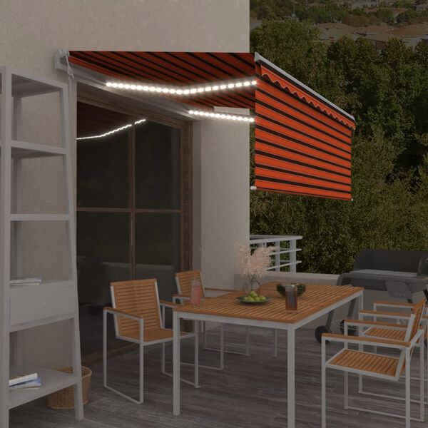 vidaXL Toldo autom&aacute;tico con persiana, LED y sensor de viento 3,5x2,5 m