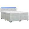 vidaXL Cama con Base Tapizada, Colch&oacute;n y Luz LED Gris Claro