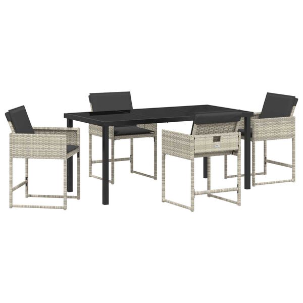 vidaXL Conjunto de Comedor de Jard&iacute;n 5 pcs Gris Claro rat&aacute;n sint&eacute;tico