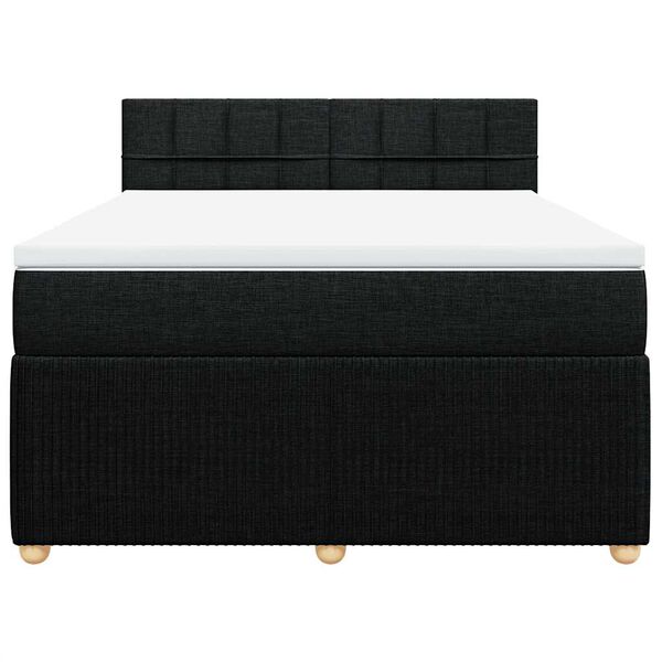 vidaXL Cama box spring con colch&oacute;n tela negro 160x200 cm