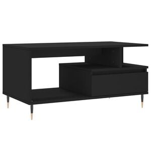 vidaXL Mesa de centro madera contrachapada negro 90x49x45 cm