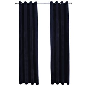vidaXL Cortinas opacas con anillas 2 uds terciopelo negro 140x245 cm