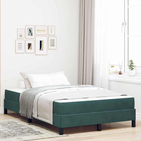 vidaXL Cama tipo Box Spring con colch&oacute;n Verde oscuro 120 x 200 cm tela