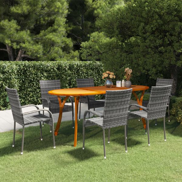 vidaXL Juego de comedor para jard&iacute;n de 7 piezas gris