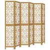 vidaXL Biombo separador de 6 paneles madera maciza paulownia marr&oacute;n