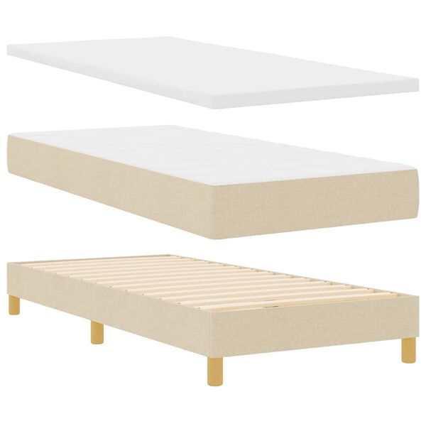 vidaXL Cama tipo Box Spring con colch&oacute;n Crema 100 x 200 cm tela