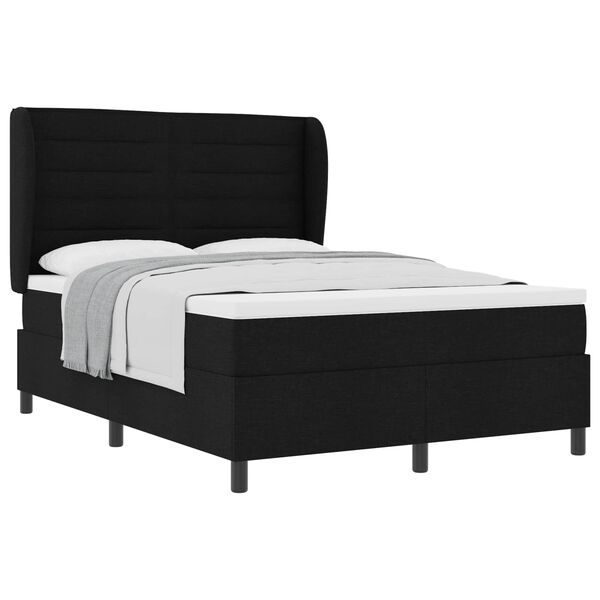 vidaXL Cama tipo Box Spring con colch&oacute;n Negro 140 x 200 cm tela