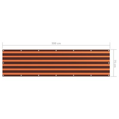 vidaXL Toldo para balcón tela oxford naranja y marrón 75x300 cm