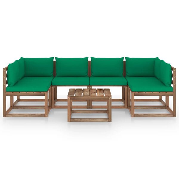 vidaXL Muebles de jard&iacute;n de palets 7 pzs con cojines madera impregnada