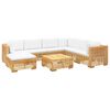 vidaXL Juego muebles de jard&iacute;n 8 piezas y cojines madera maciza teca