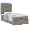 vidaXL Cama otomana con colch&oacute;n y luces LED tela gris taup&eacute; 90x200 cm