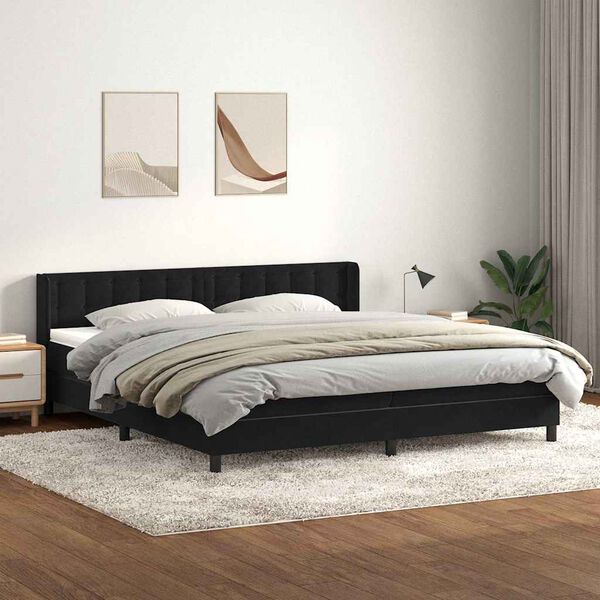 vidaXL Cama box spring con colch&oacute;n terciopelo verde oscuro 90x210 cm