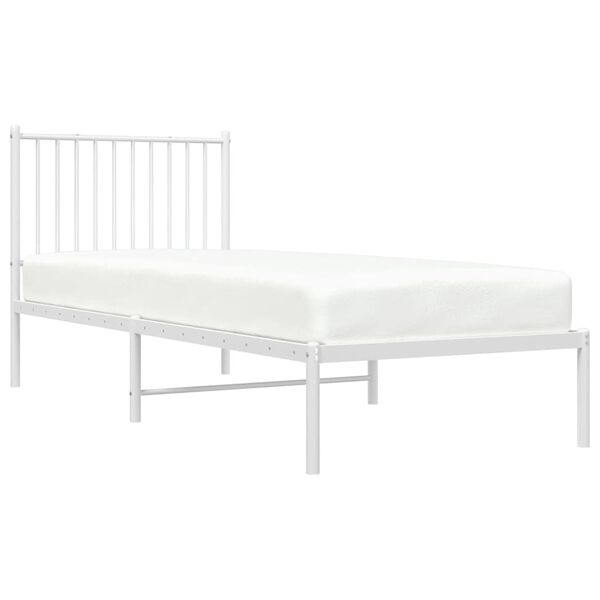 vidaXL Estructura cama sin colch&oacute;n con cabecero metal blanco 80x200 cm