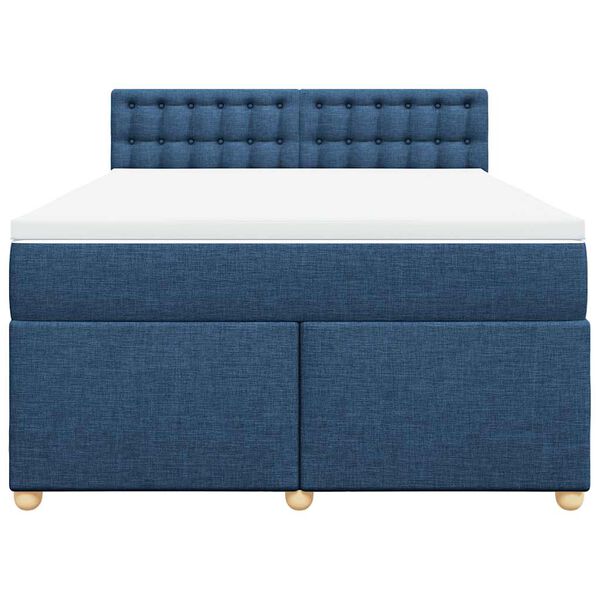 vidaXL Cama box spring con colch&oacute;n tela azul 140x190 cm