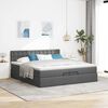vidaXL Estructura de cama otomana con colch&oacute;n gris oscuro 200x200 cm
