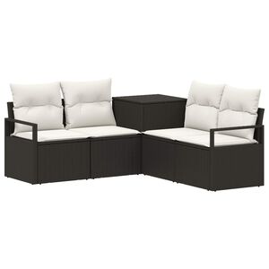 vidaXL Juego de Sof&aacute; 5 uds. Negro y Blanco Crema
