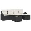 vidaXL Conjunto de sof&aacute; de jard&iacute;n con coj&iacute;n 6 pcs Negro Polirat&aacute;n
