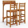 vidaXL Juego muebles de bar de balc&oacute;n 3 piezas madera maciza de acacia