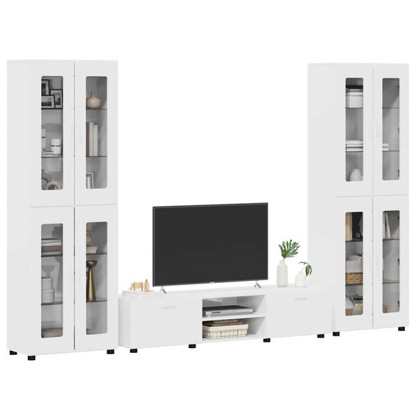 vidaXL Conjunto de mueble de TV FLORIN brillante Madera de ingenier&iacute;a