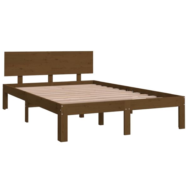 vidaXL Estructura cama doble pequeña sin colchón marrón miel 120x190cm