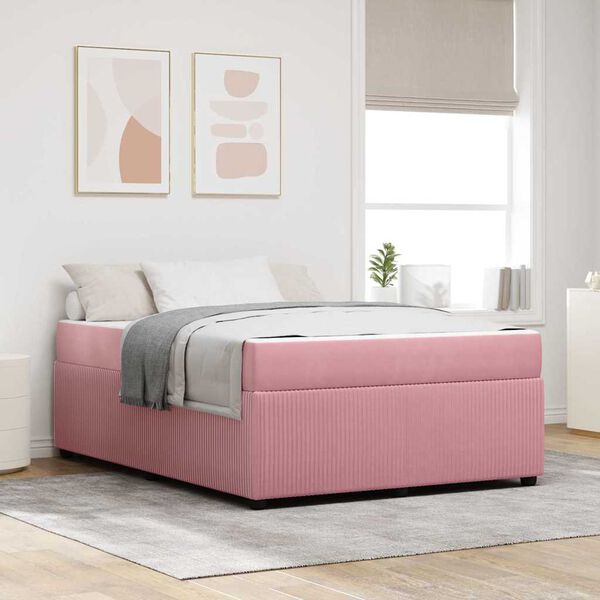 vidaXL Estructura de cama con colch&oacute;n Rosa 160 x 200 cm tela