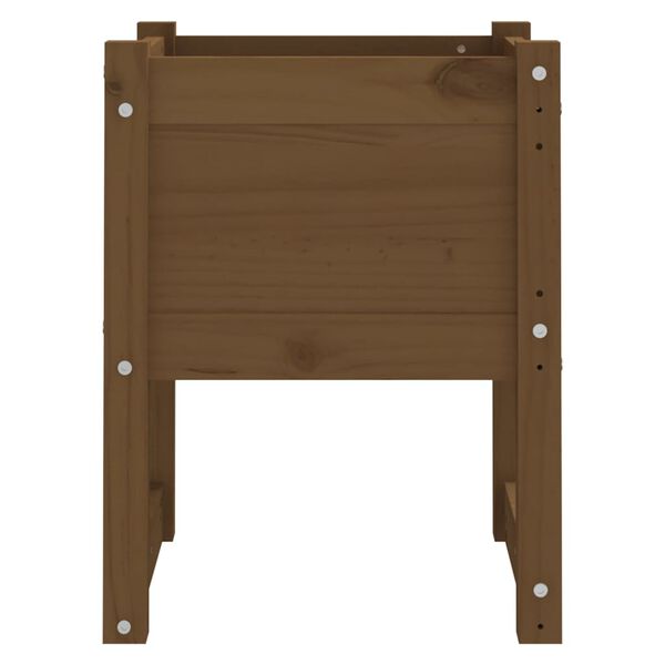 vidaXL Jardinera madera maciza de pino marrón miel 40x40x52,5 cm