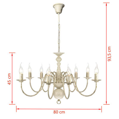 vidaXL Lámpara de araña antique metal blanco 8 bombillas E14