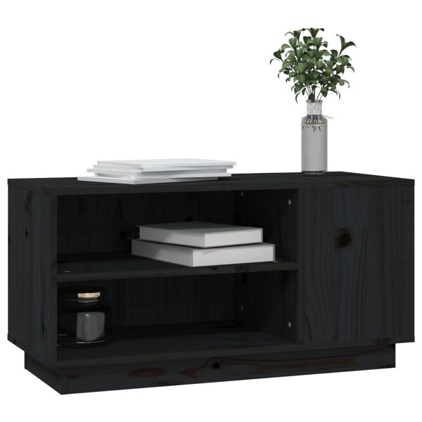 vidaXL Mueble de TV madera maciza de pino negro 80x35x40,5 cm