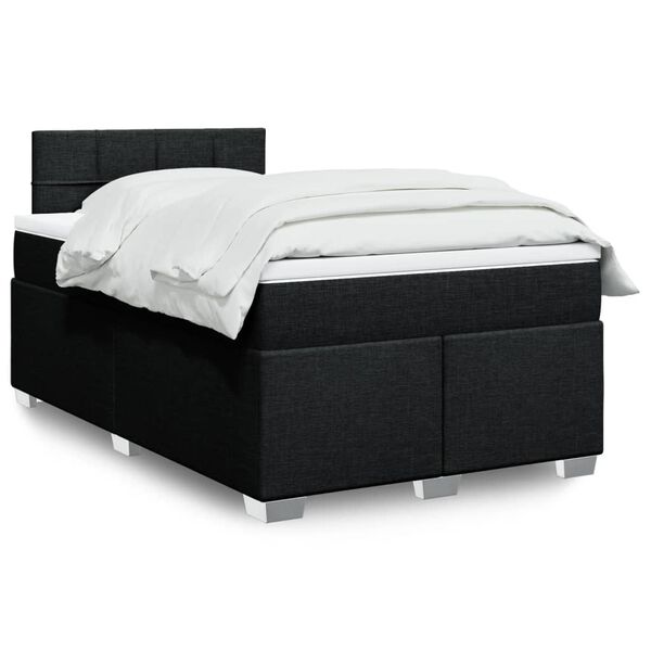 vidaXL Cama box spring con colch&oacute;n tela negro 120x190 cm
