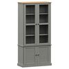 vidaXL Armario con vitrina VIGO madera maciza pino gris 85x35x170 cm