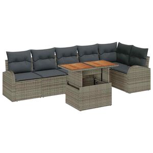 vidaXL Conjunto de sof&aacute; de jard&iacute;n 7 uds. Gris